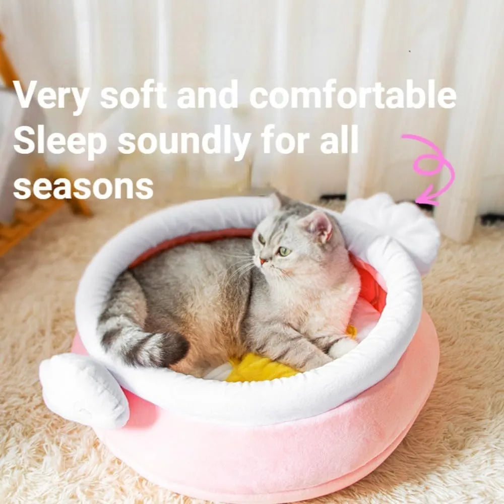 Honey pot magic shape cat sofa bed with removable pad in pink or yellow for small cats and dogs