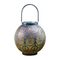 Solar outdoor courtyard hollow decorative iron portable lamp with warm white LED lighting