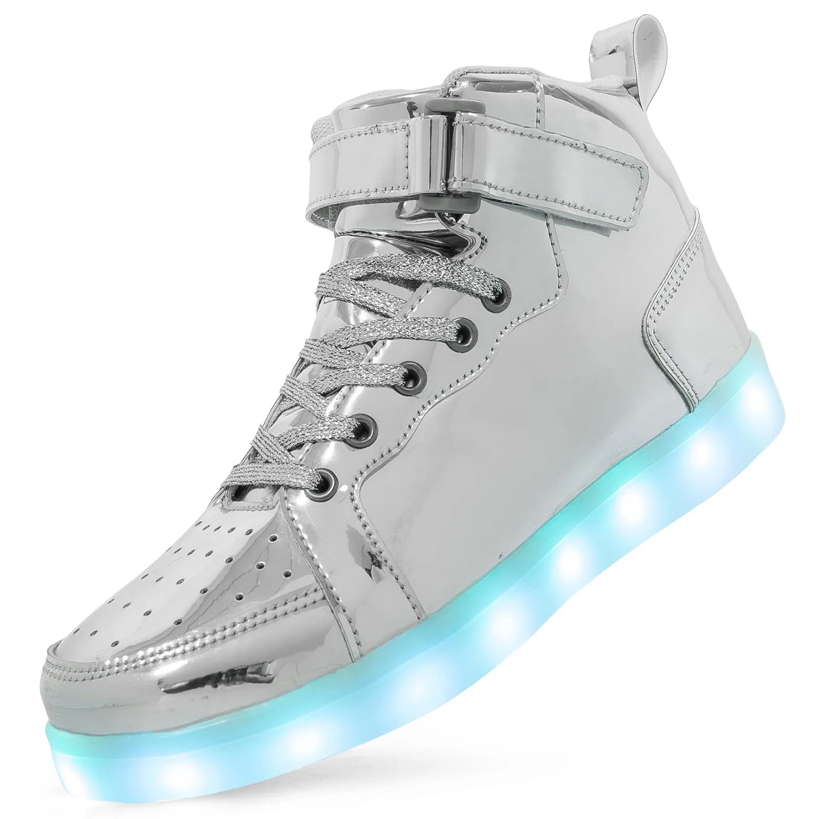 LED light-up high-top board shoes with velcro closure in multiple colour options