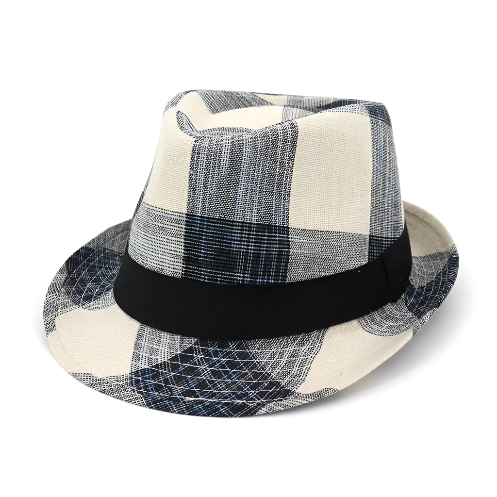 A black polyester sun hat with a straw-like texture, bell-shaped crown, and a medium brim.