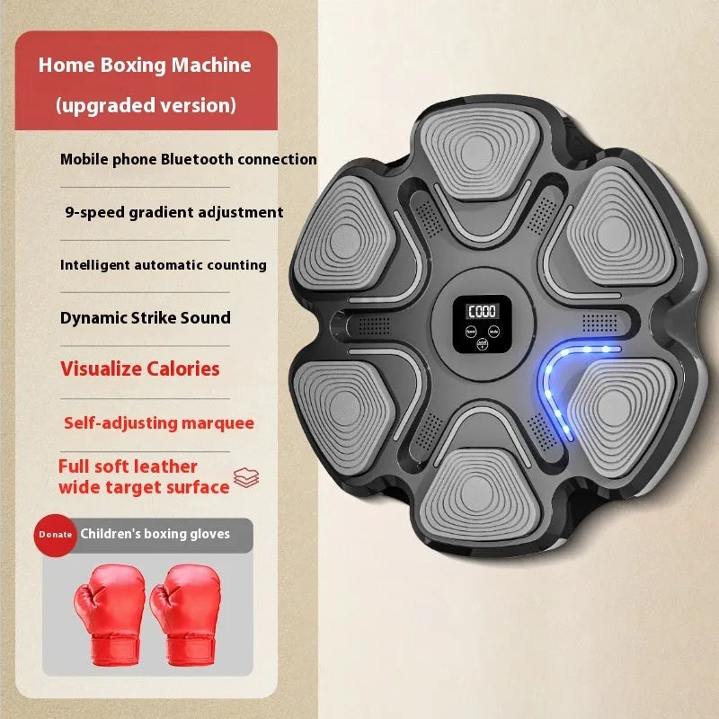 Smart music boxing machine wall target with electronic reaction system and black gloves