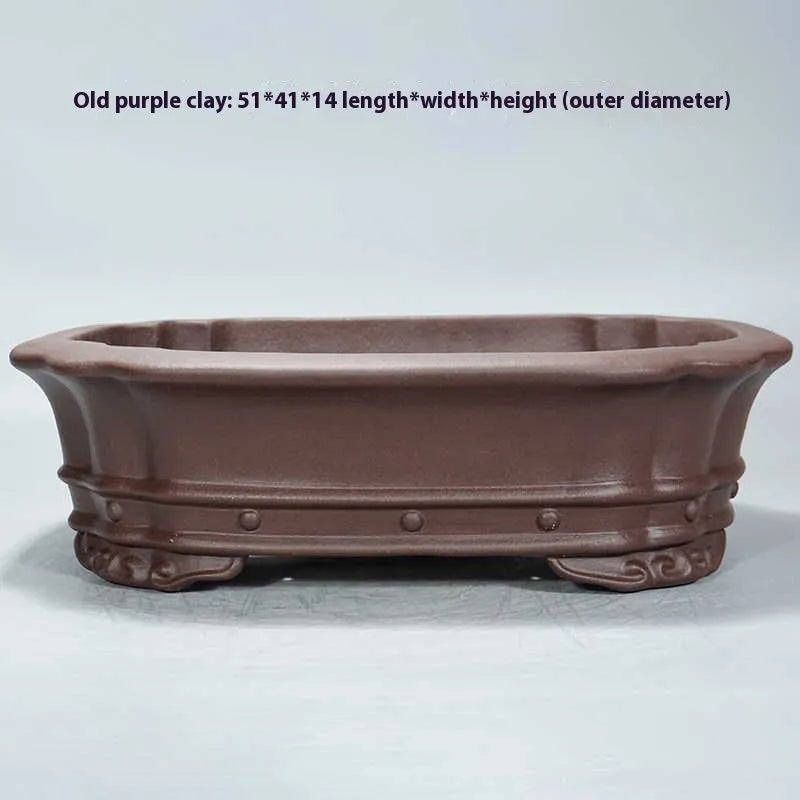 Handmade purple sand antique rectangular begonia flower pot measuring 51x41x14cm