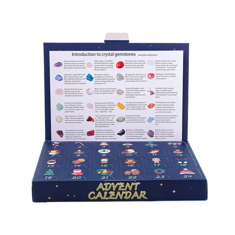 Christmas Doll Countdown Calendar Advent Crystal Stone Mine standard blind box with rough stone