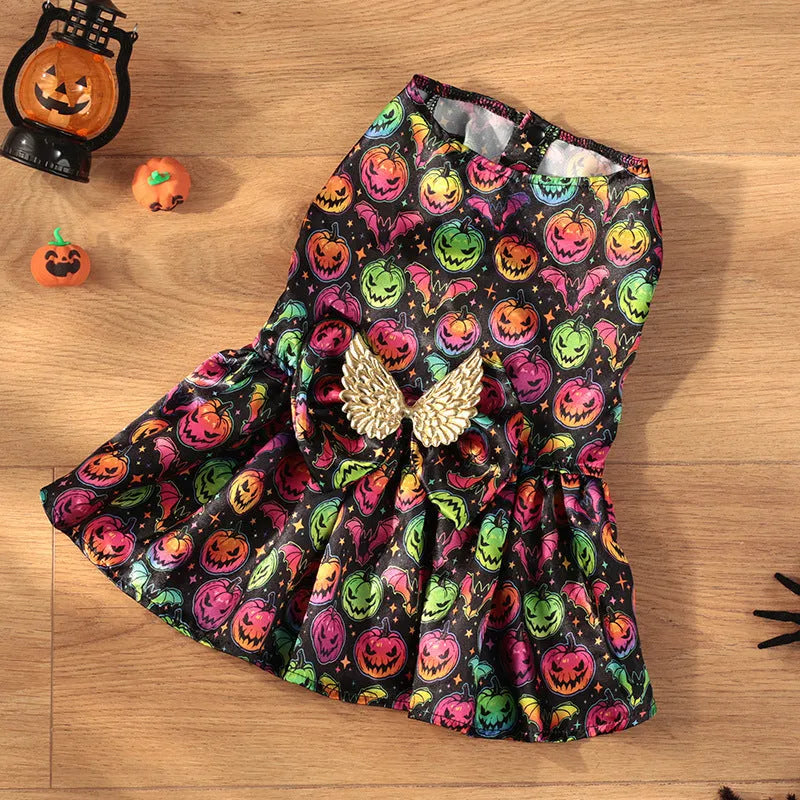Angel wings Halloween dog costume in bright pumpkin colour with size options