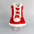Red acrylic knit dog Christmas clothing in Red Clothes style, lying on a white background