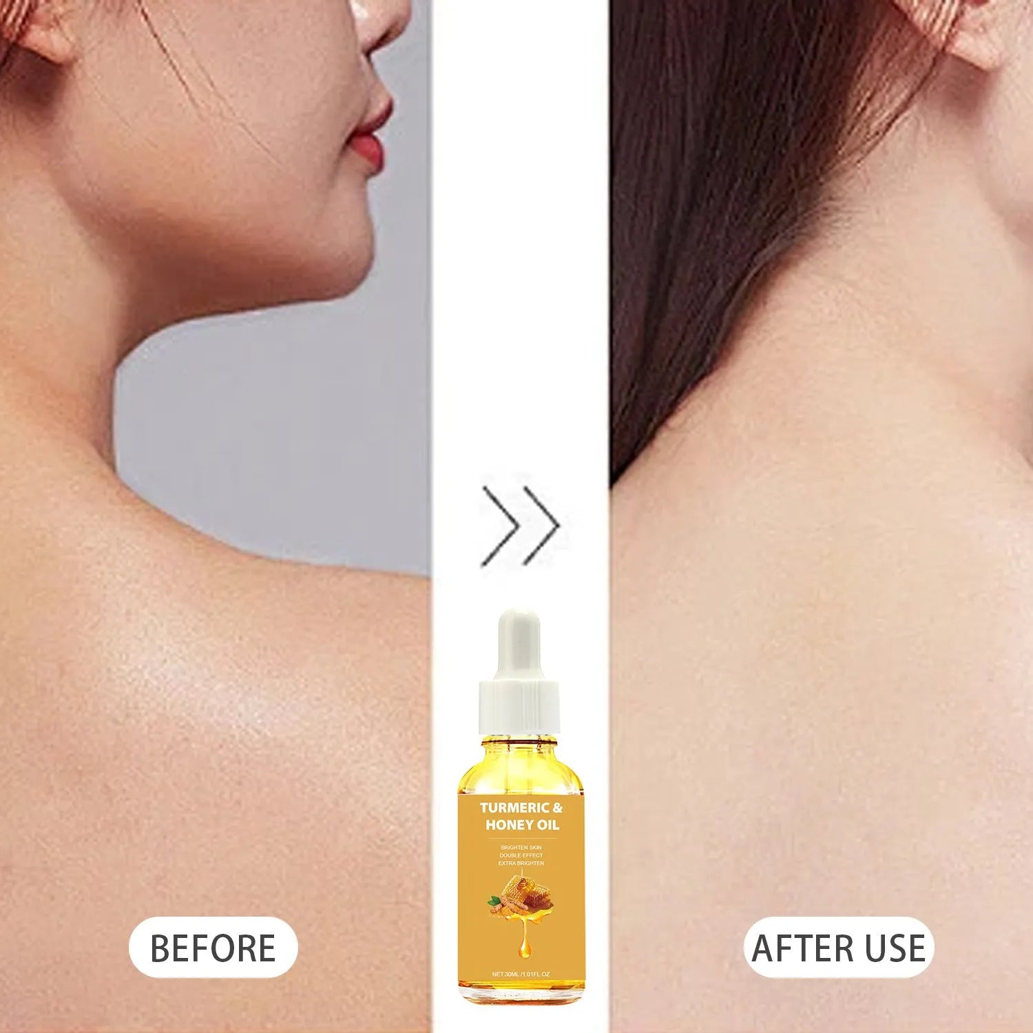30ml bottle of Turmeric Honey Essential Oil in neutral packaging for facial beauty use.