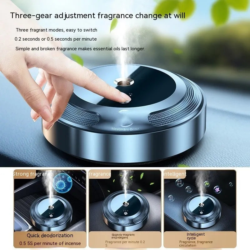 Automatic car air freshener with zinc alloy shell measuring 89x35mm