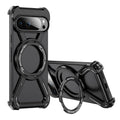 Black metal magnetic rotating bracket phone case for Google Pixel 9 Pro