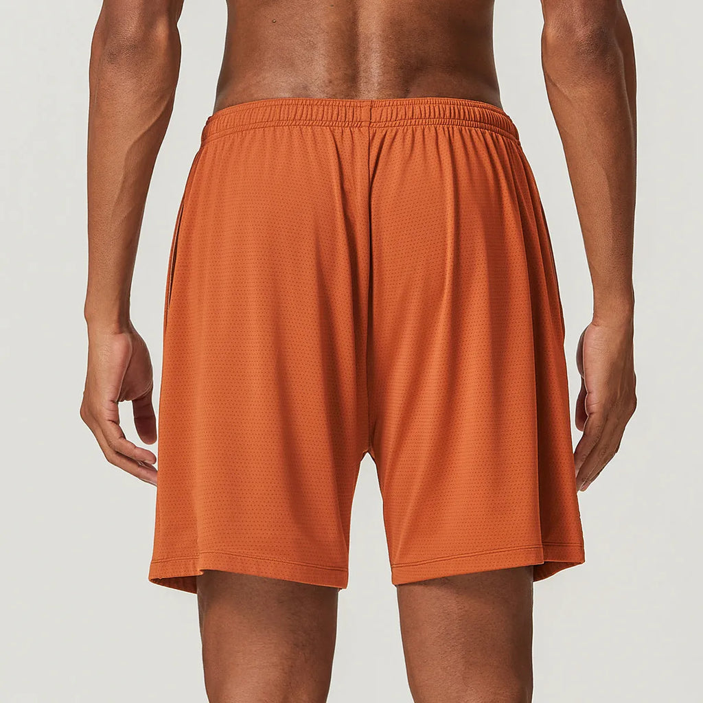 Men's double-layer quick-dry running shorts in various colours with mid-waist design