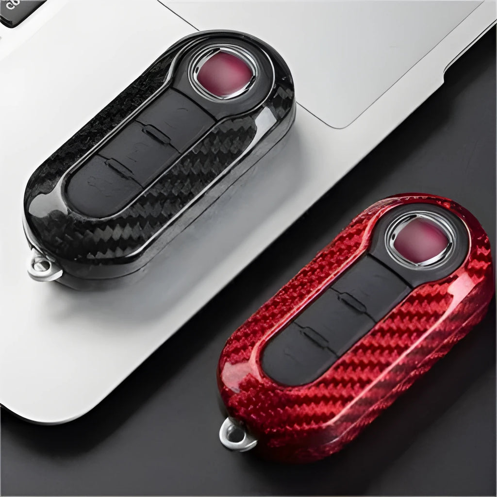 Carbon fiber car key cover replacement shell set in black finish for entry model fobs
