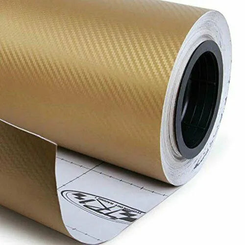 Roll of 3D carbon fiber car decoration sticker showing textured surface in multiple colour options