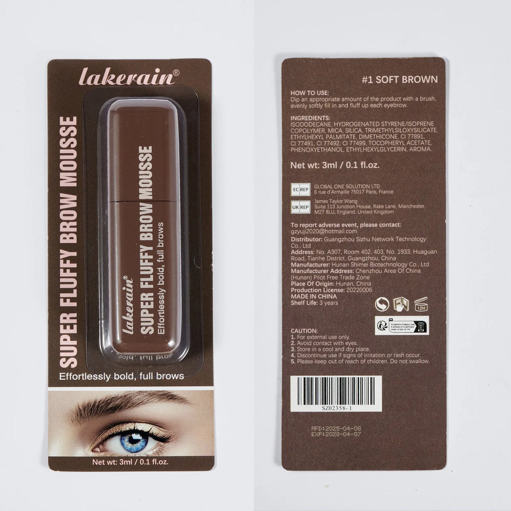 Eyebrow cream in brown and black for long-lasting shape, standard specifications