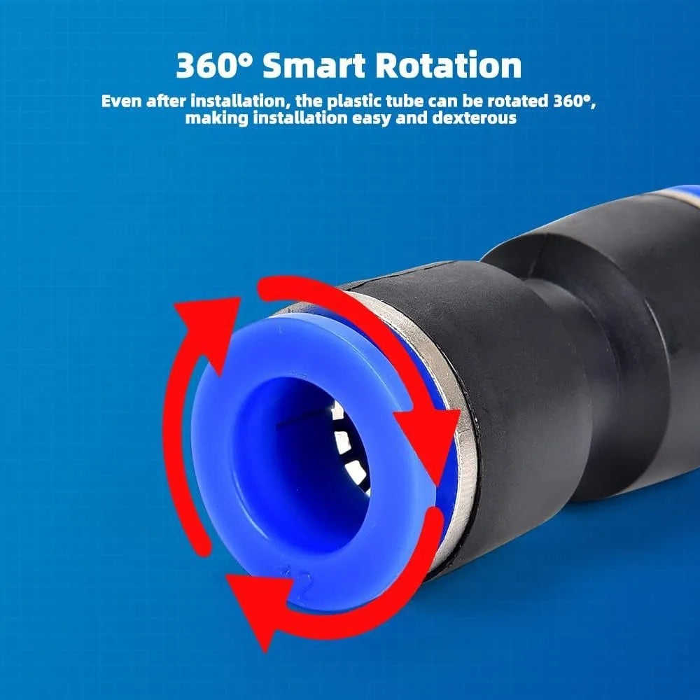 60 piece pneumatic push-in connector set with R1/4 and R1/2 alloy plastic adapters