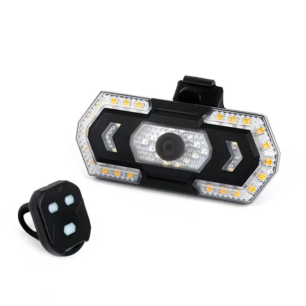Black wireless remote control LED turn signal taillight with USB charging port