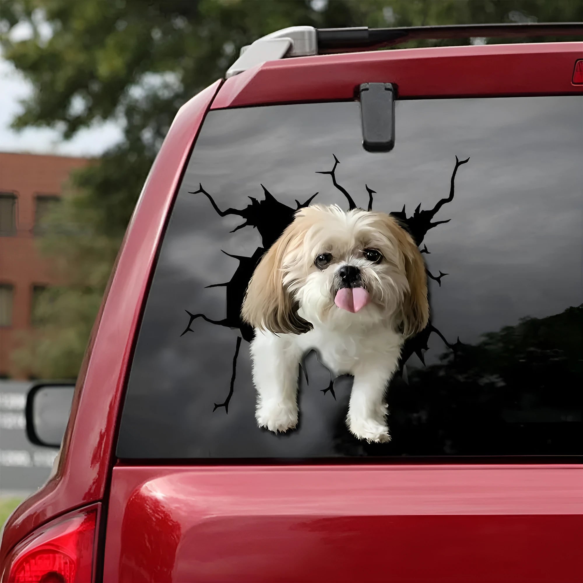 Tearing-funny dog body reflective window sticker in torn style, size 40cm, colour QCTMK2904