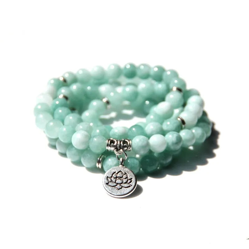 Natural stone bracelet with geometric lotus motif for women, multiple colour options
