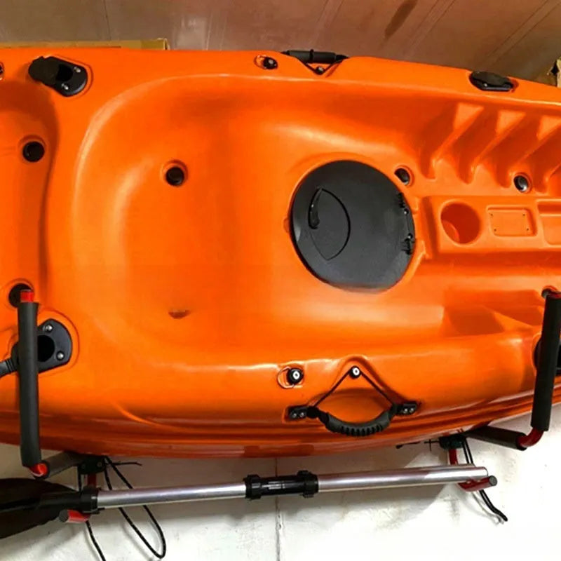Carbon steel kayak wall hanger rack for vertical storage of boards and kayaks