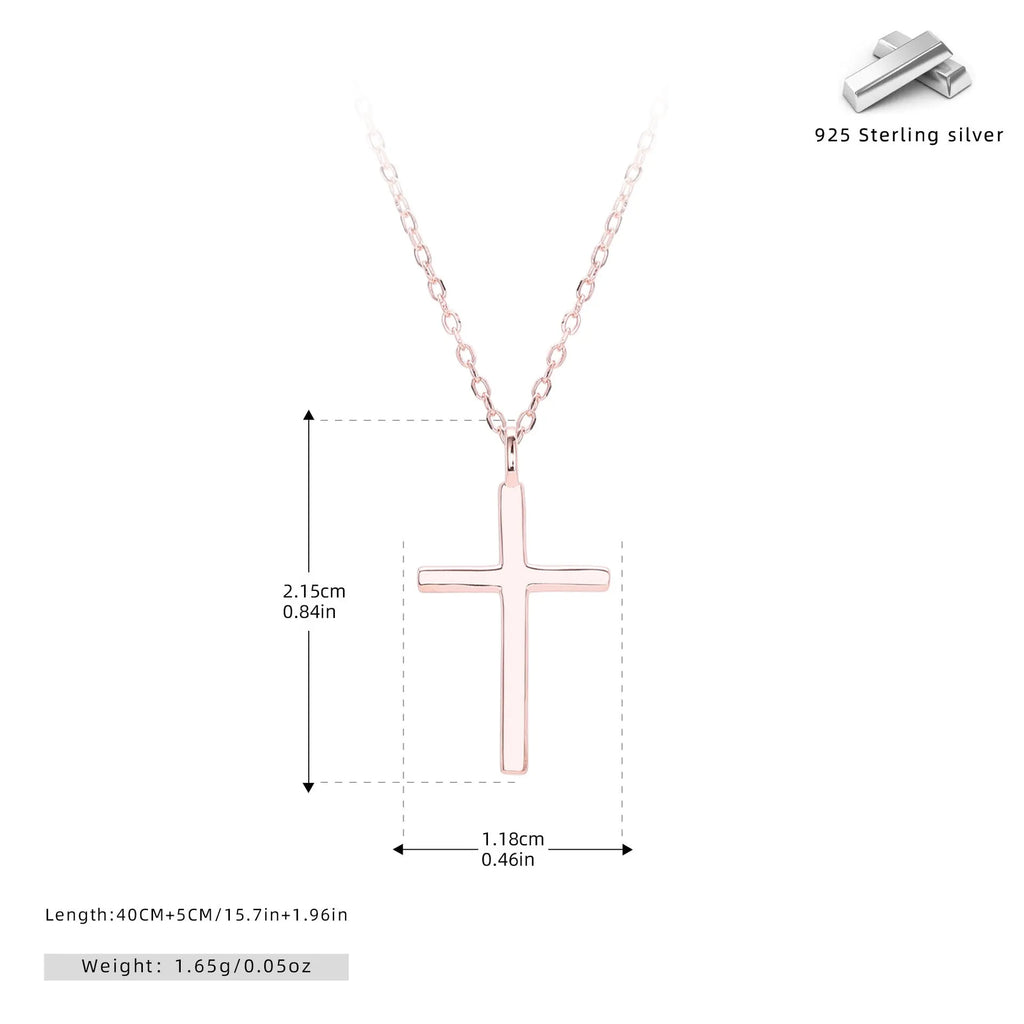 Sterling silver cross pendant necklace on O-chain with adjustable 41-50cm length