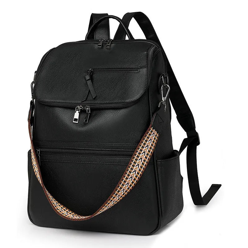 Retro style college backpack in urban simplicity design with curved shoulder strap, shown in available colours.