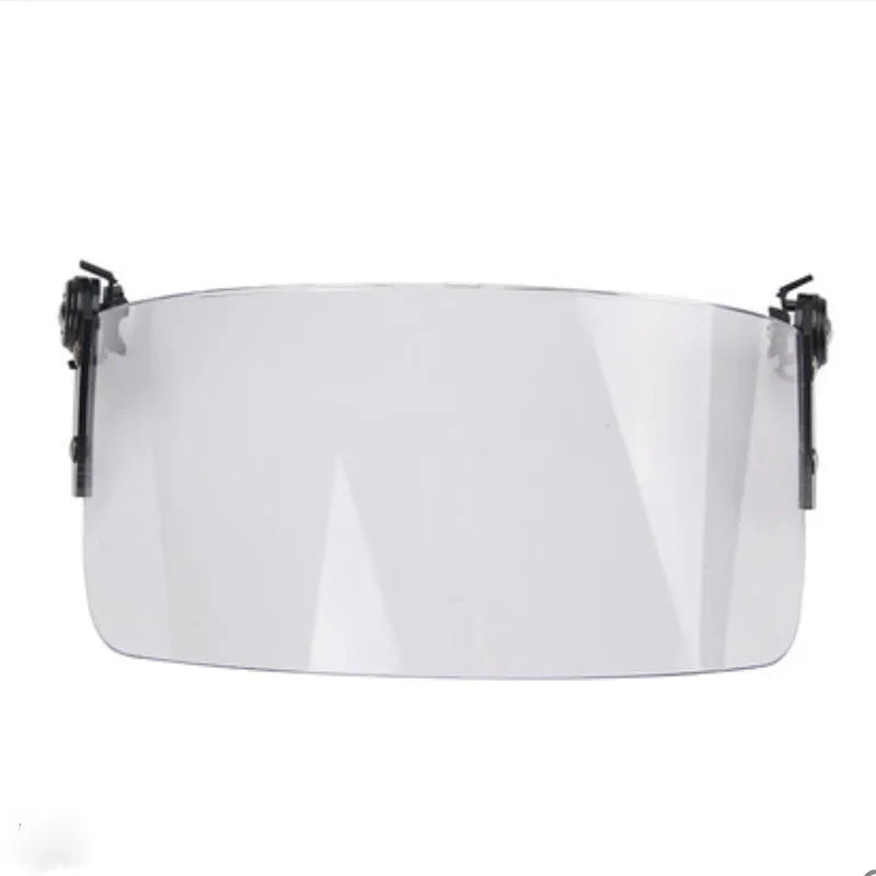 Transparent windproof polycarbonate face protection mask with semi-rimless frame and guide rail system, 30x15cm