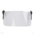 Transparent windproof polycarbonate face protection mask with semi-rimless frame and guide rail system, 30x15cm