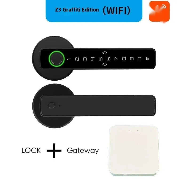 Black spherical card design smart door lock for indoor wooden doors with fingerprint and password access