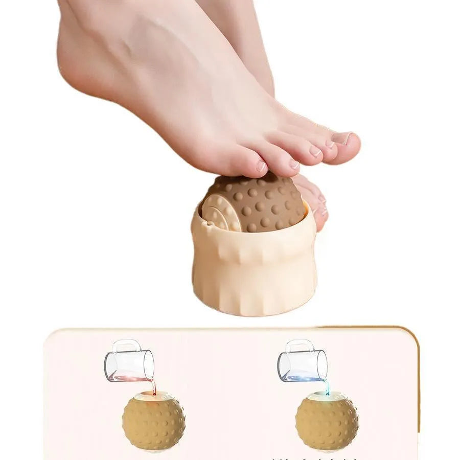 Massage ball set with textured surface for cold and hot compress therapy in caramel mocha colour
