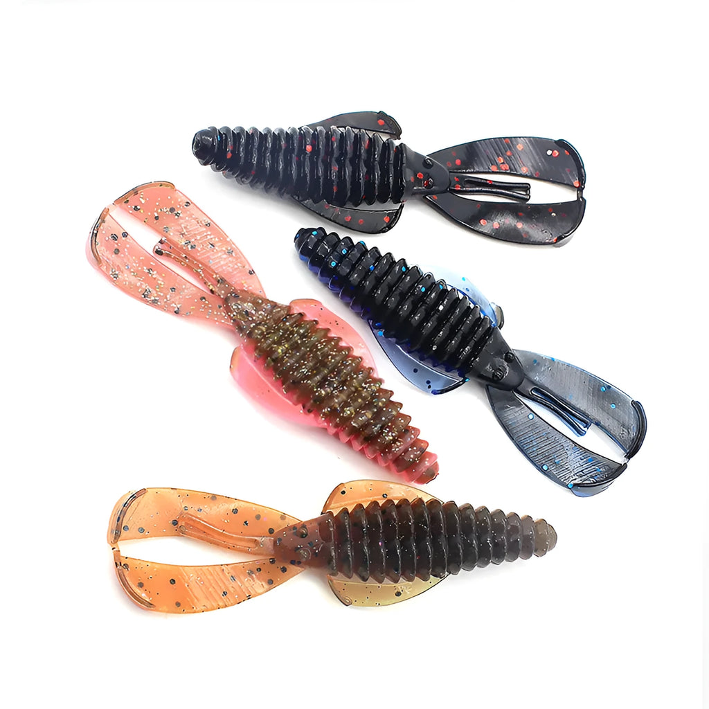 Soft plastic fishing lure in various colours showing 8cm and 12cm size options