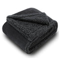 Pet waterproof blanket in beige flannel on a sofa with a dog lying on it