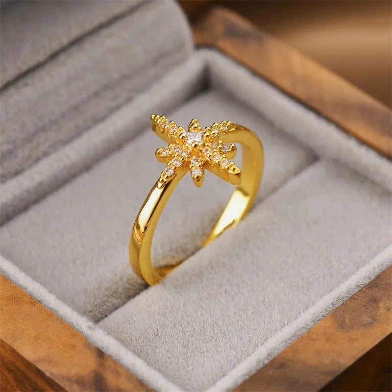 Korean fashion women's geometric open ring with electroplated gold colour finish