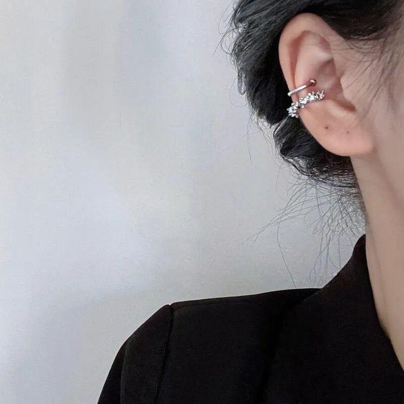 Alloy geometric ear clip earrings with irregular frosty design in B4710# colour