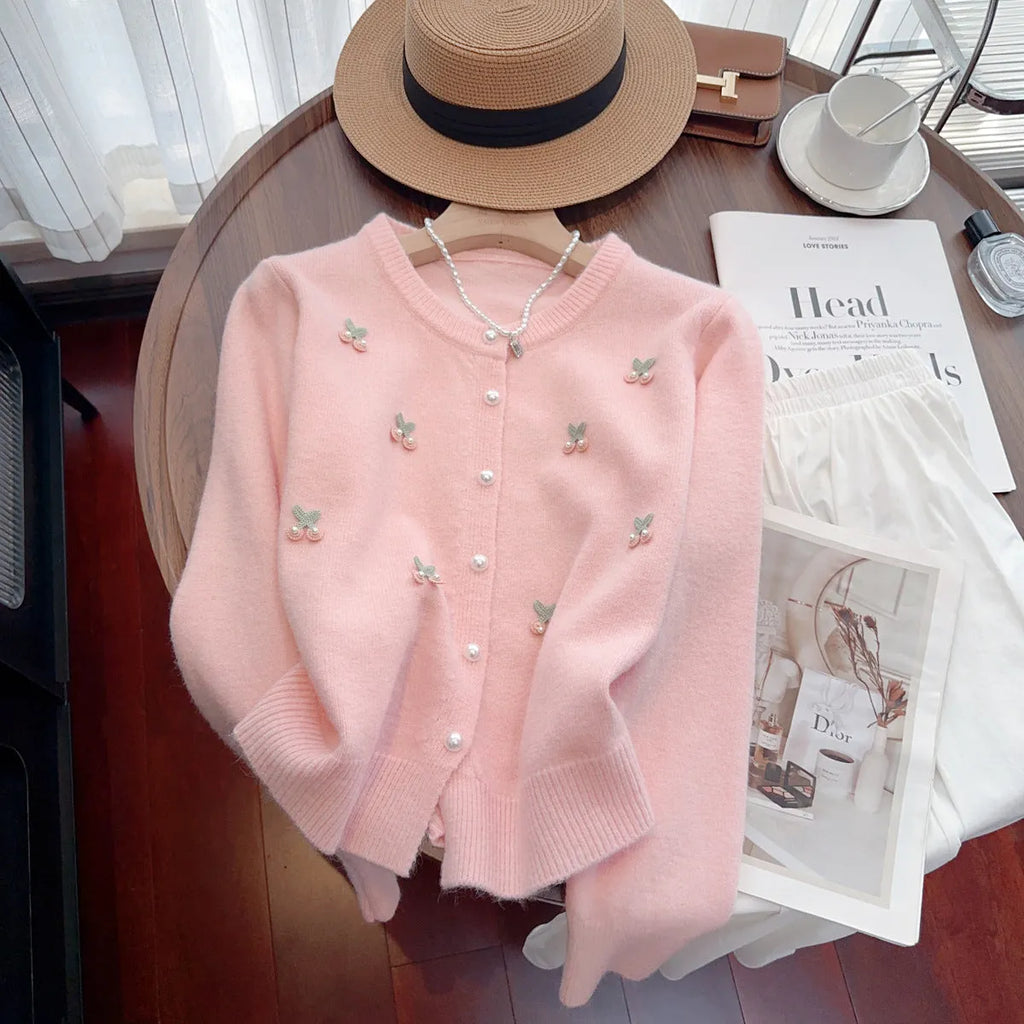 Cashmere cardigan coat with beaded detailing in slim fit design