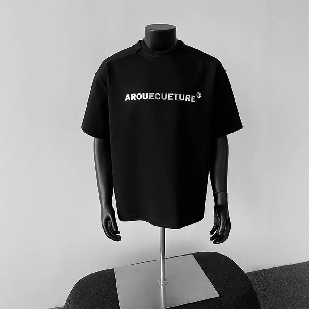 Men's loose fit cotton t-shirt in black with short sleeves and pullover style