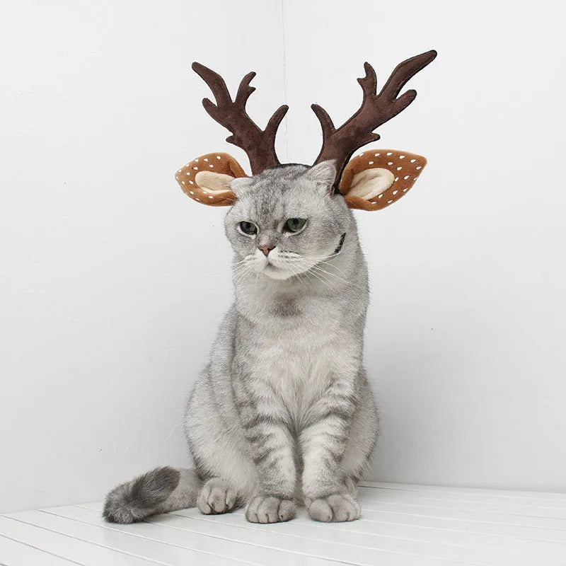 Brown polyester deer antler holiday anti-slip headband on display