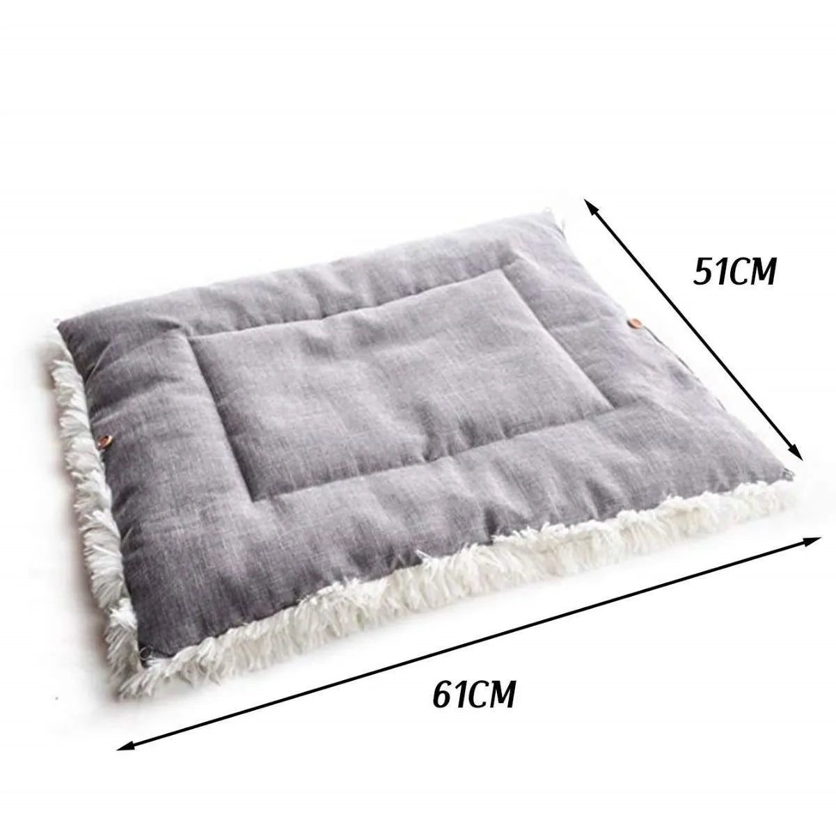 Self-heating pet blanket nest 61x51cm gray with long plush hair and black non-slip bottom