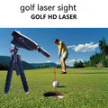 Golf putter laser aiming instrument shown with optional tripod and zipper storage box.