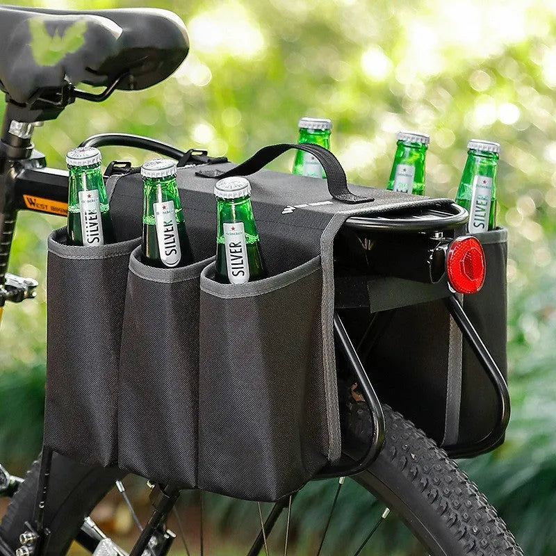 Black and orange bicycle double-sided beverage bag with 600D PVC construction