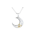 Sun and moon couple necklace set with copper pendants on cross chain