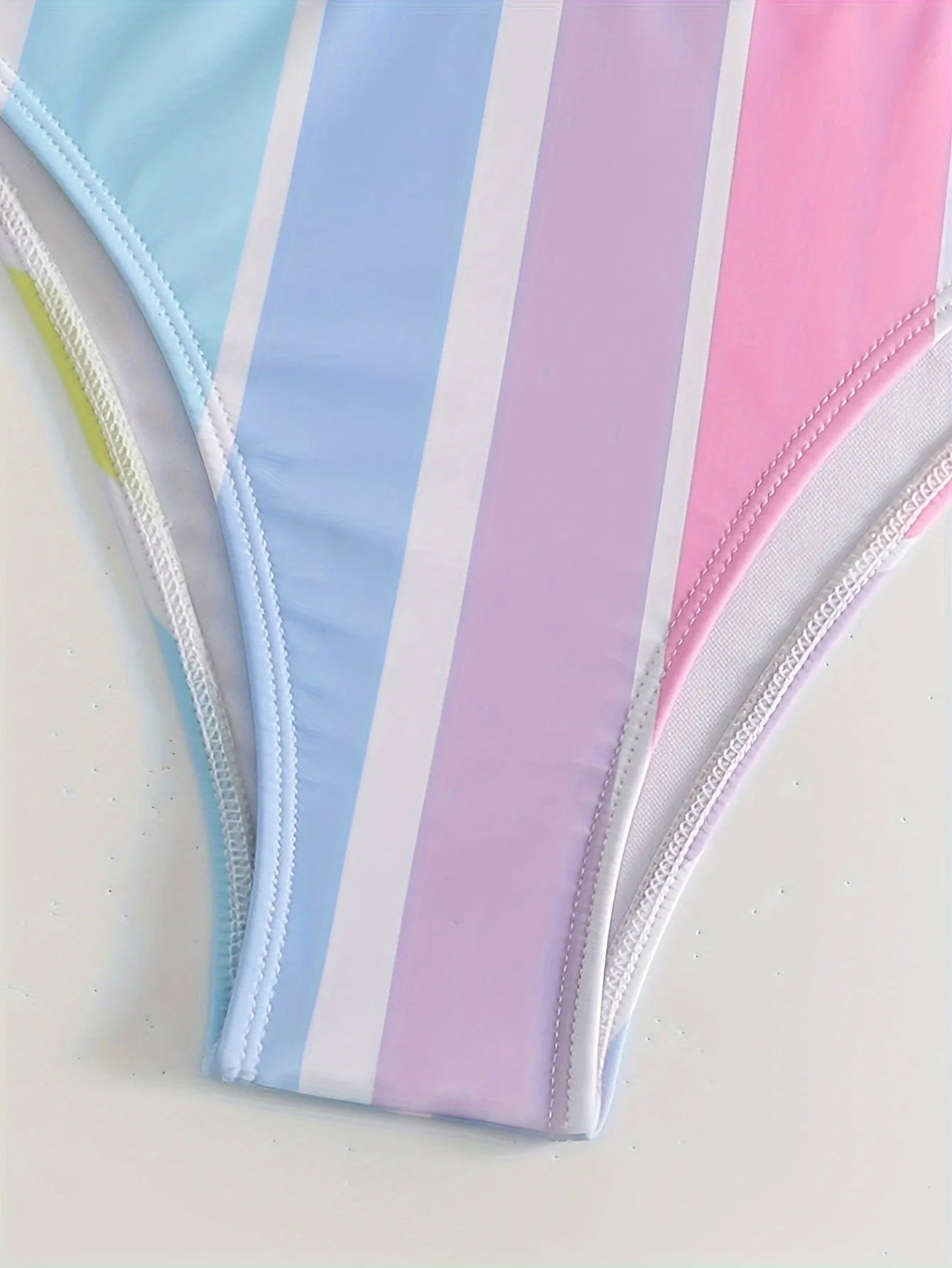 Women's striped two-piece bikini swimwear set with European and American fit sizing