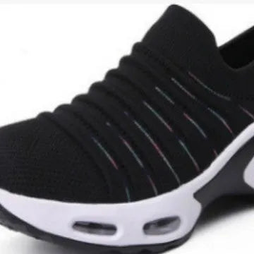 Plus size fly-knit sock shoes in 2088 Tao black with round toe, low heel, and stretch mesh upper
