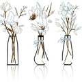3-piece metal flowers wall art set in alloy with modern simplicity style for bathroom or living room decoration