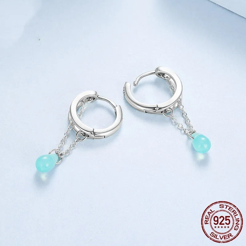 S925 sterling silver double-layer water drop glaze ear clip earrings for women polished drop shape BSE1199