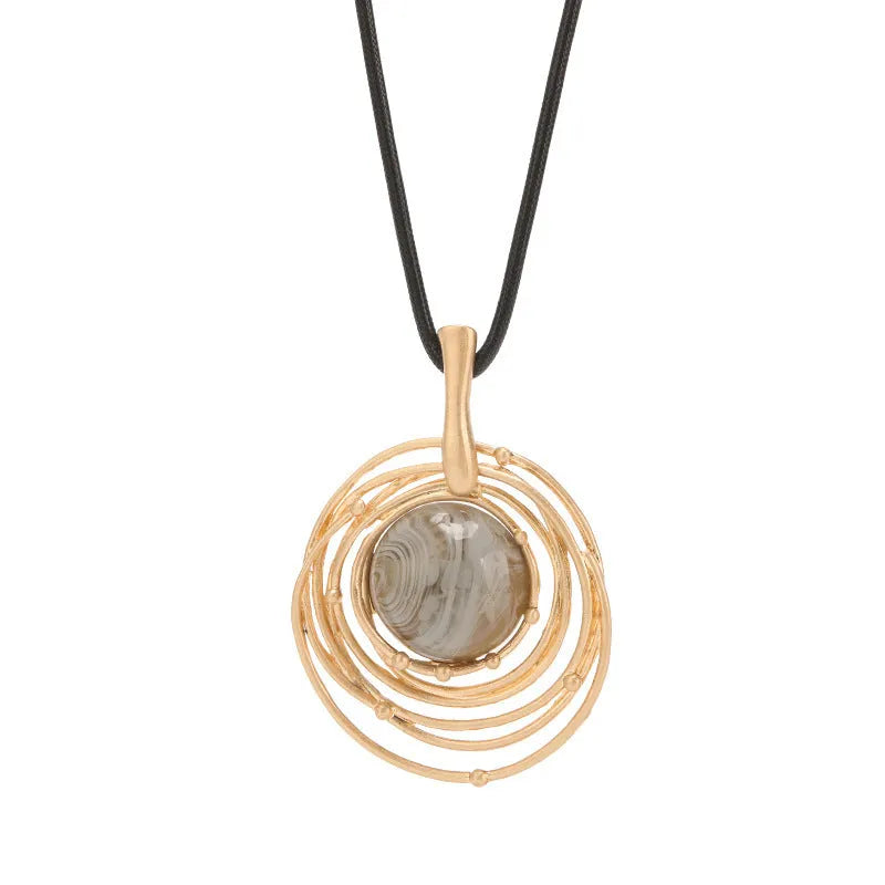 Gold geometric plaid pendant necklace with textured snakeskin chain adjustable from 51cm to 80cm