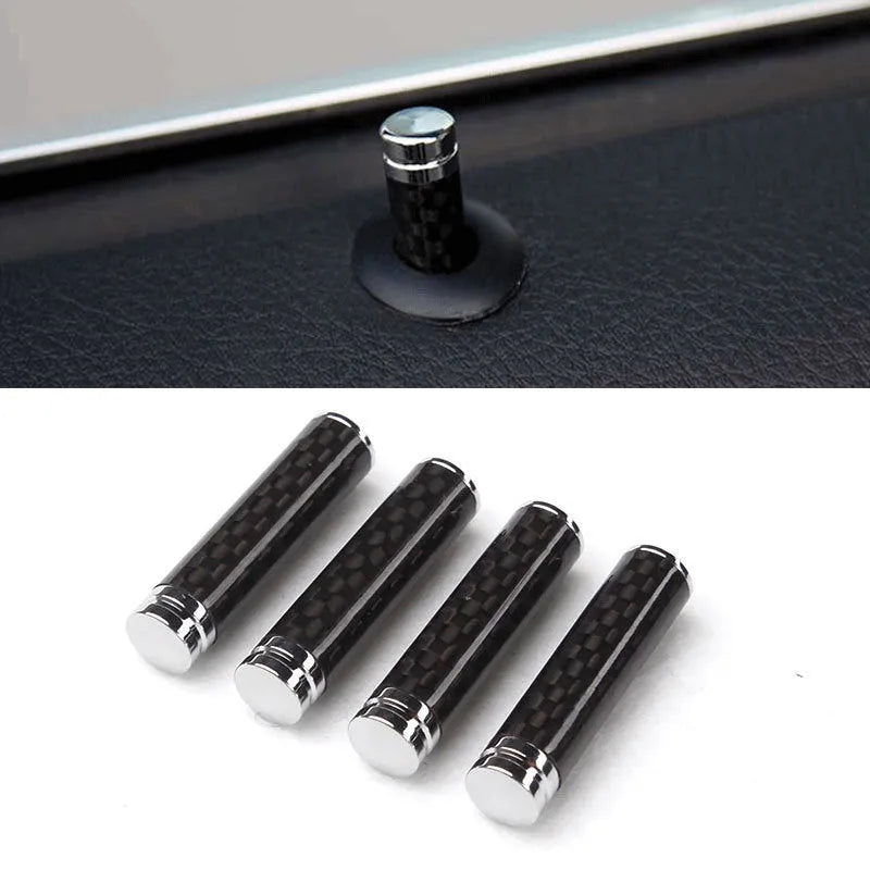 Set of four carbon fibre and metal car door handle decorative replacement covers.