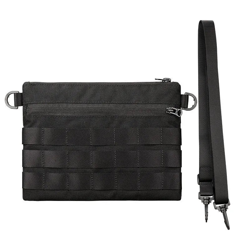Black oxford cloth outdoor kit bag measuring 18cm by 3.5cm