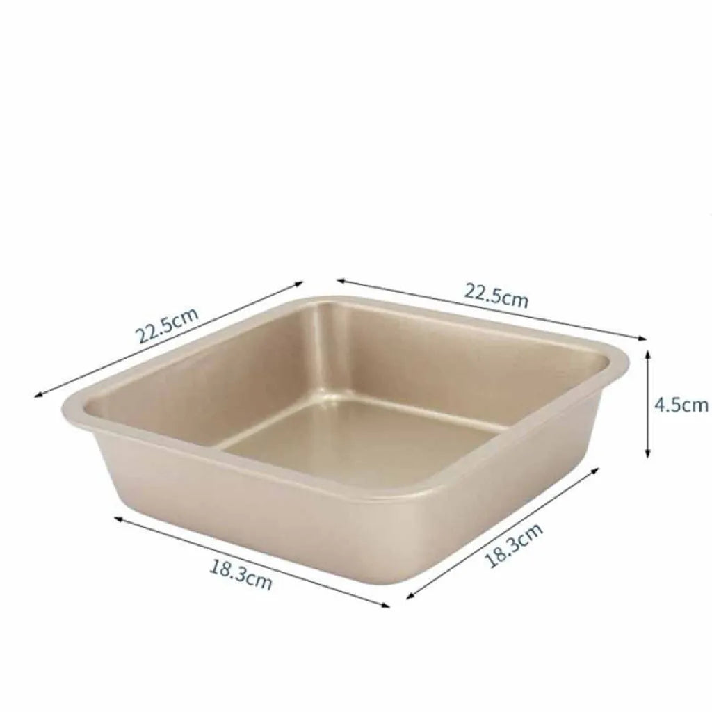 Square pizza baking pan in black finish with non-stick coating on carbon steel base