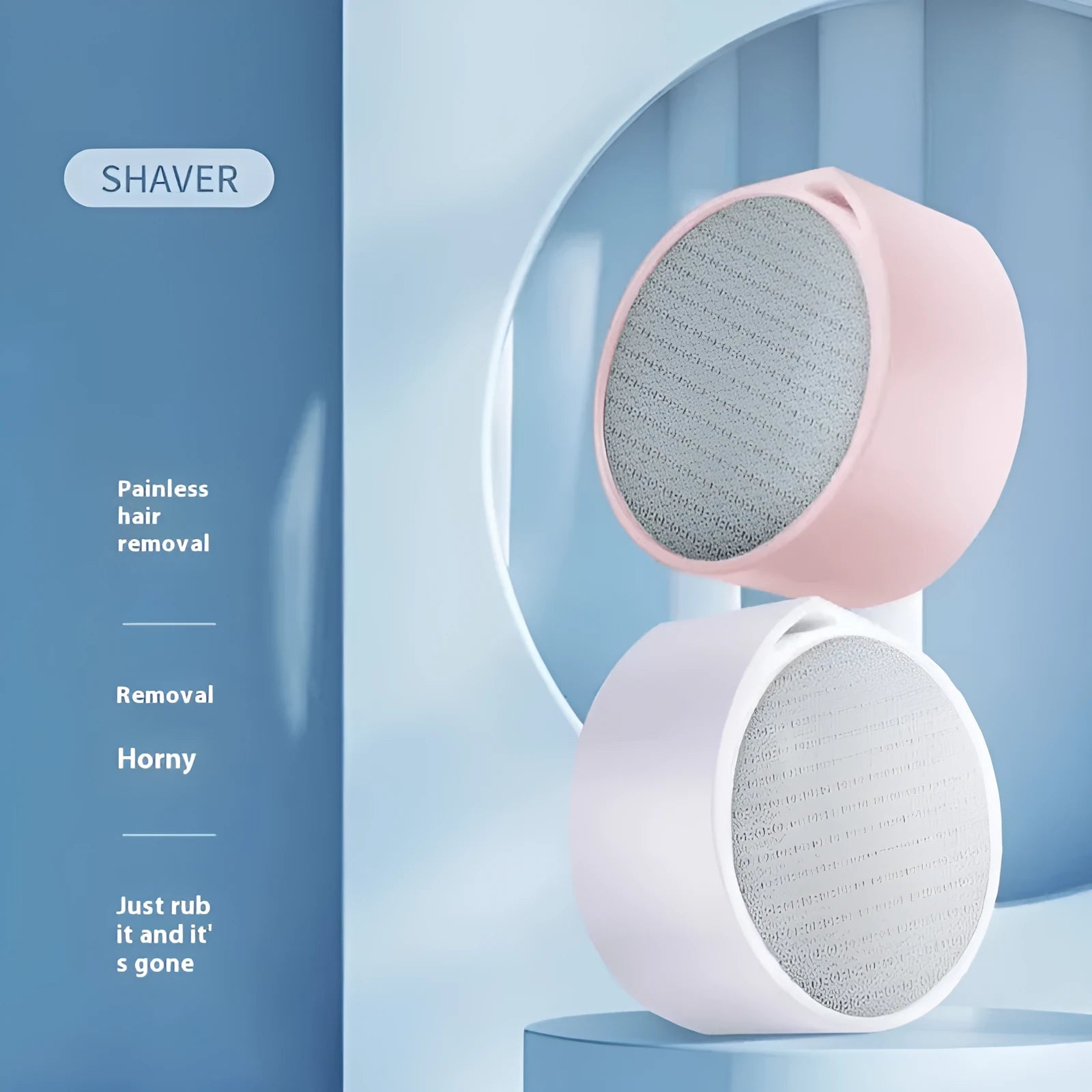 Nano glass 2-in-1 epilator and foot grinder hair removal device with plastic construction