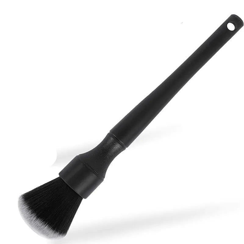 Black car detailing brush with ultra-soft pig hair bristles and a PP handle shown in two sizes: 240mm and 160mm.