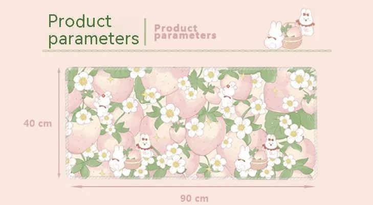 Large floral pattern mouse pad with non-slip rubber base on a wooden desk.