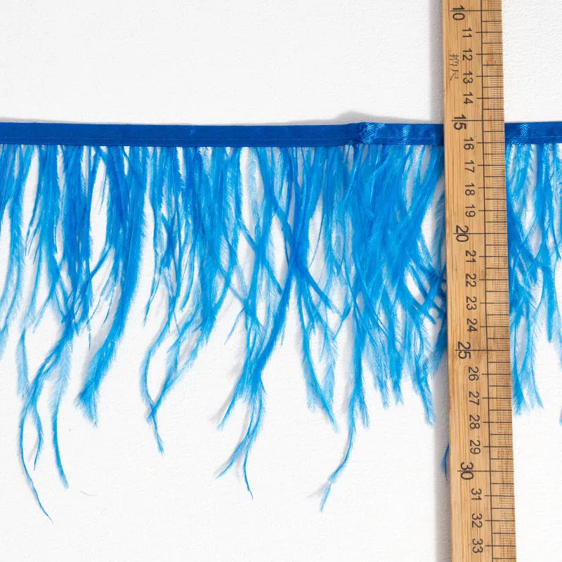 Decorative feather cloth strip in multiple colours, approximately 10-15cm wide, 1 metre length, for DIY clothing and craft trim